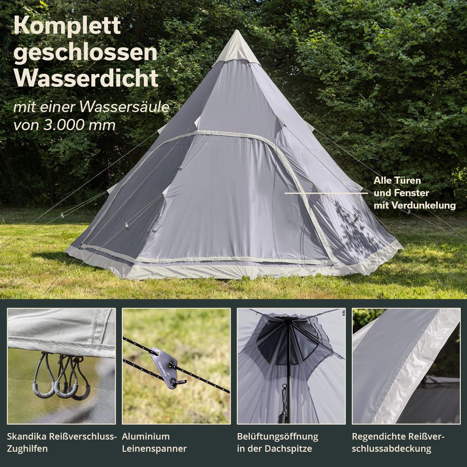 Skandika Hetta 460 Protect Tent - Grey 7 Skandika Hetta 460 Protect Tent - Grey - Afbeelding 5