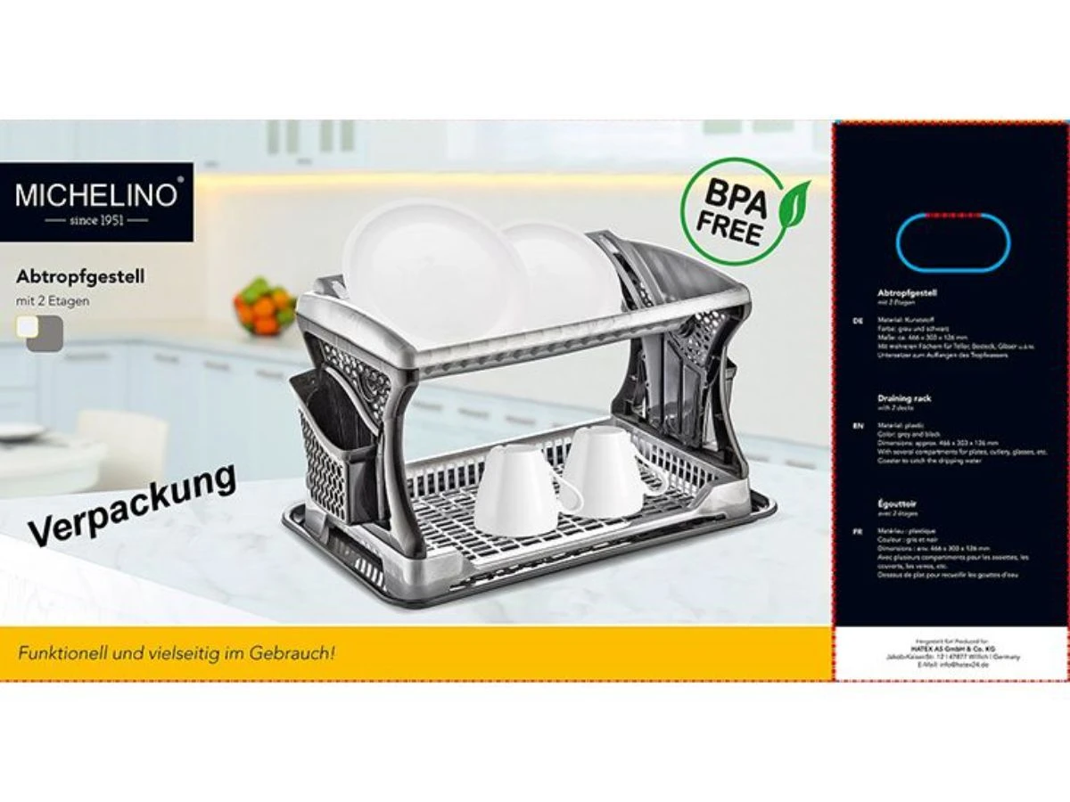 Merkloos Michelino 2-laags Afdruiprek - Grey 4 Merkloos Michelino 2-laags Afdruiprek - Grey - Afbeelding 2