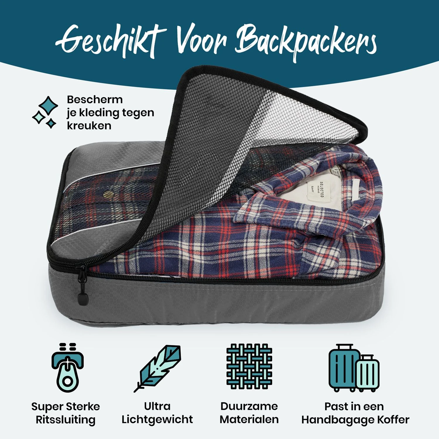 Sunflake Set Van 4 Packing Cubes - Grey 7 Sunflake Set Van 4 Packing Cubes - Grey - Afbeelding 5