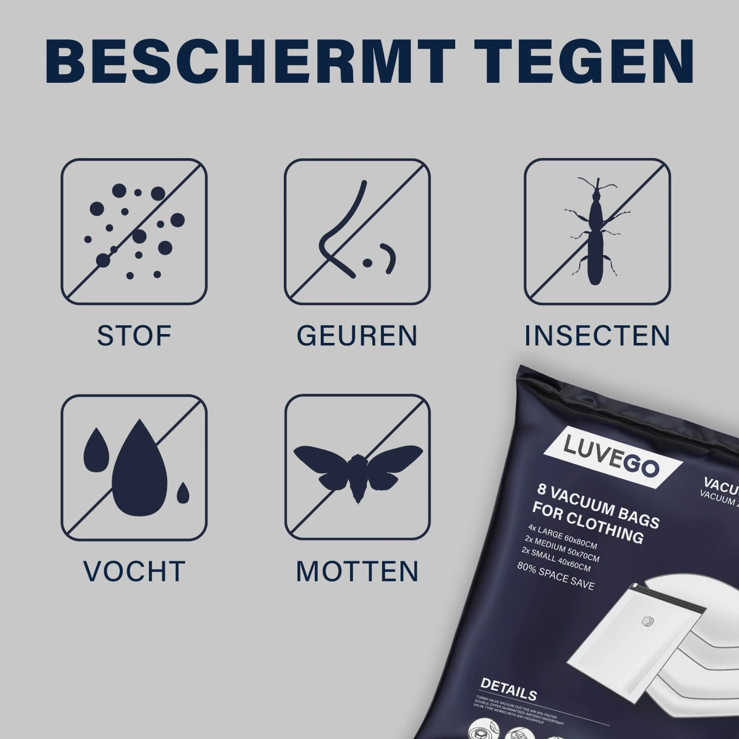 Luvego Set Van 8 Vacuümzakken 8 Luvego Set Van 8 Vacuümzakken - Afbeelding 6