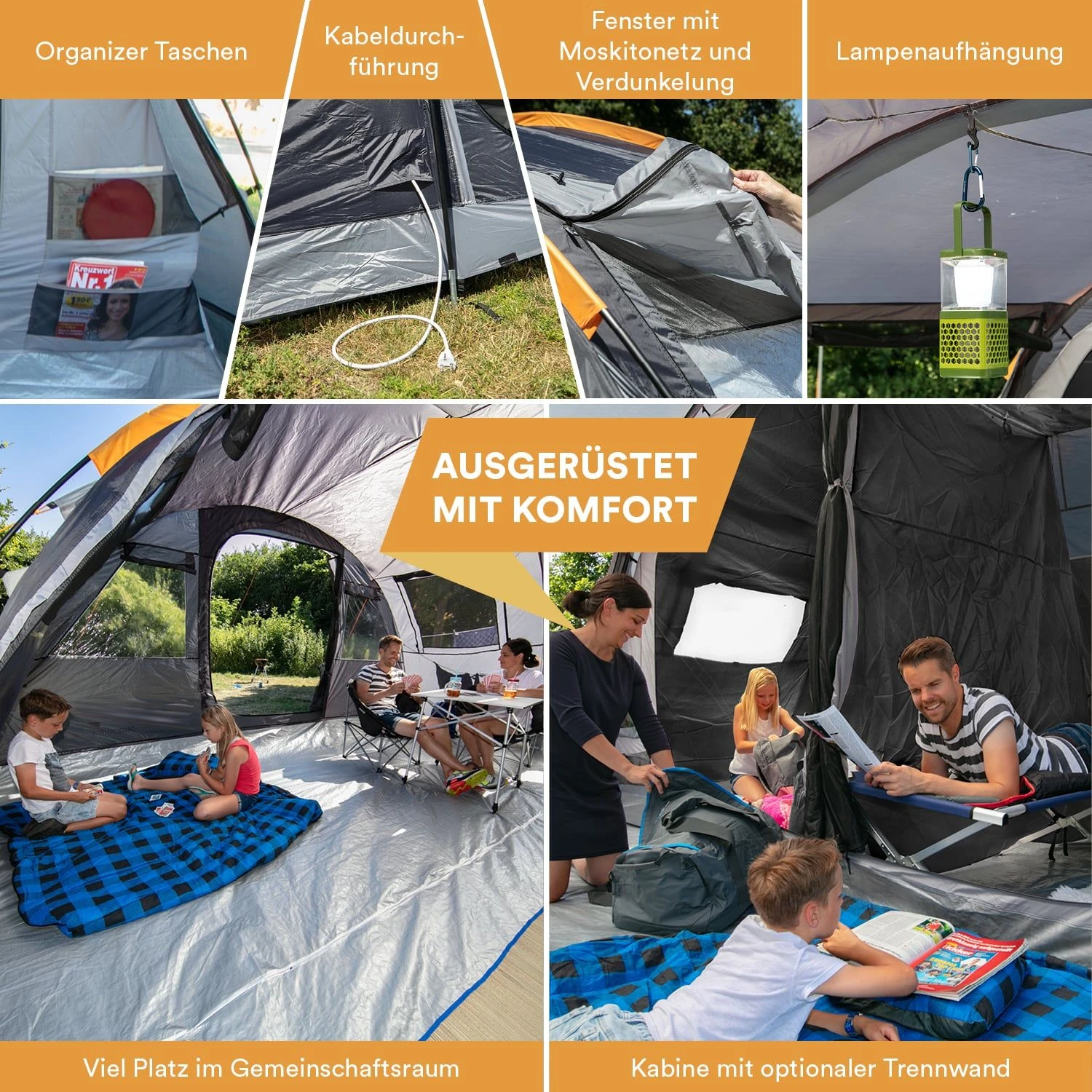 Skandika Gotland 6 Zwarte Tunneltent 6 Skandika Gotland 6 Zwarte Tunneltent - Afbeelding 4