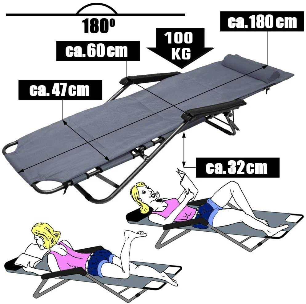 AMANKA 180 X 60 Verstelbare Relaxstoel - Grey 8 AMANKA 180 X 60 Verstelbare Relaxstoel - Grey - Afbeelding 6