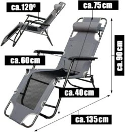 AMANKA 180 X 60 Verstelbare Relaxstoel - Dark Grey -Buiten Kamperen 623c87a6ea9a67.24815416