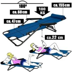 AMANKA 155 X 60 Verstelbare Relaxstoel - Dark Blue -Buiten Kamperen 623c87ca98b0e7.86133238