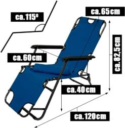 AMANKA 155 X 60 Verstelbare Relaxstoel - Dark Blue -Buiten Kamperen 623c87ca9bc814.12325236