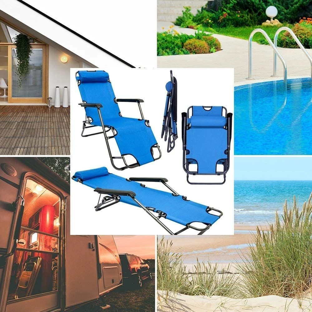 AMANKA 155 X 60 Verstelbare Relaxstoel - Blue 4 AMANKA 155 X 60 Verstelbare Relaxstoel - Blue - Afbeelding 2