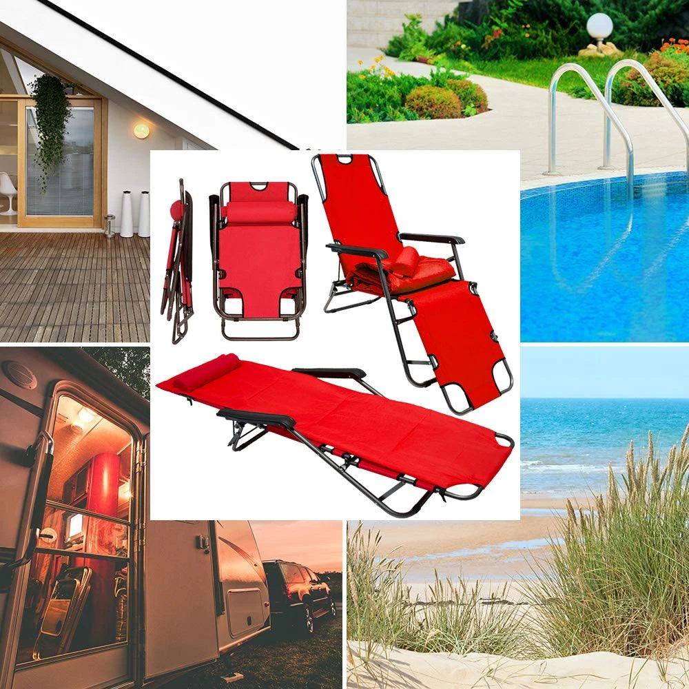 AMANKA 180 X 60 Verstelbare Relaxstoel - Red 4 AMANKA 180 X 60 Verstelbare Relaxstoel - Red - Afbeelding 2