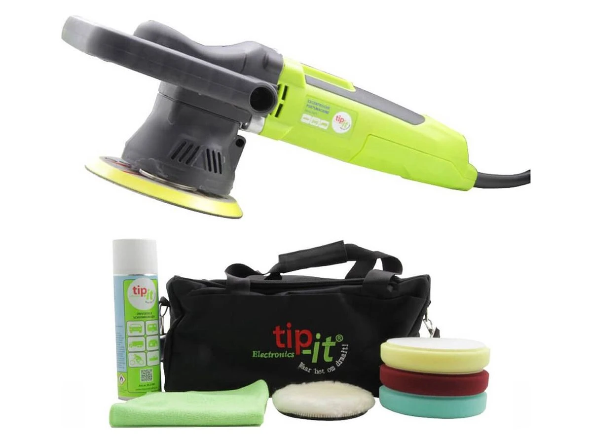 Tip-it Set Met Excentrische Poetsmachine Met Poetspads 3 Tip-it Set Met Excentrische Poetsmachine Met Poetspads