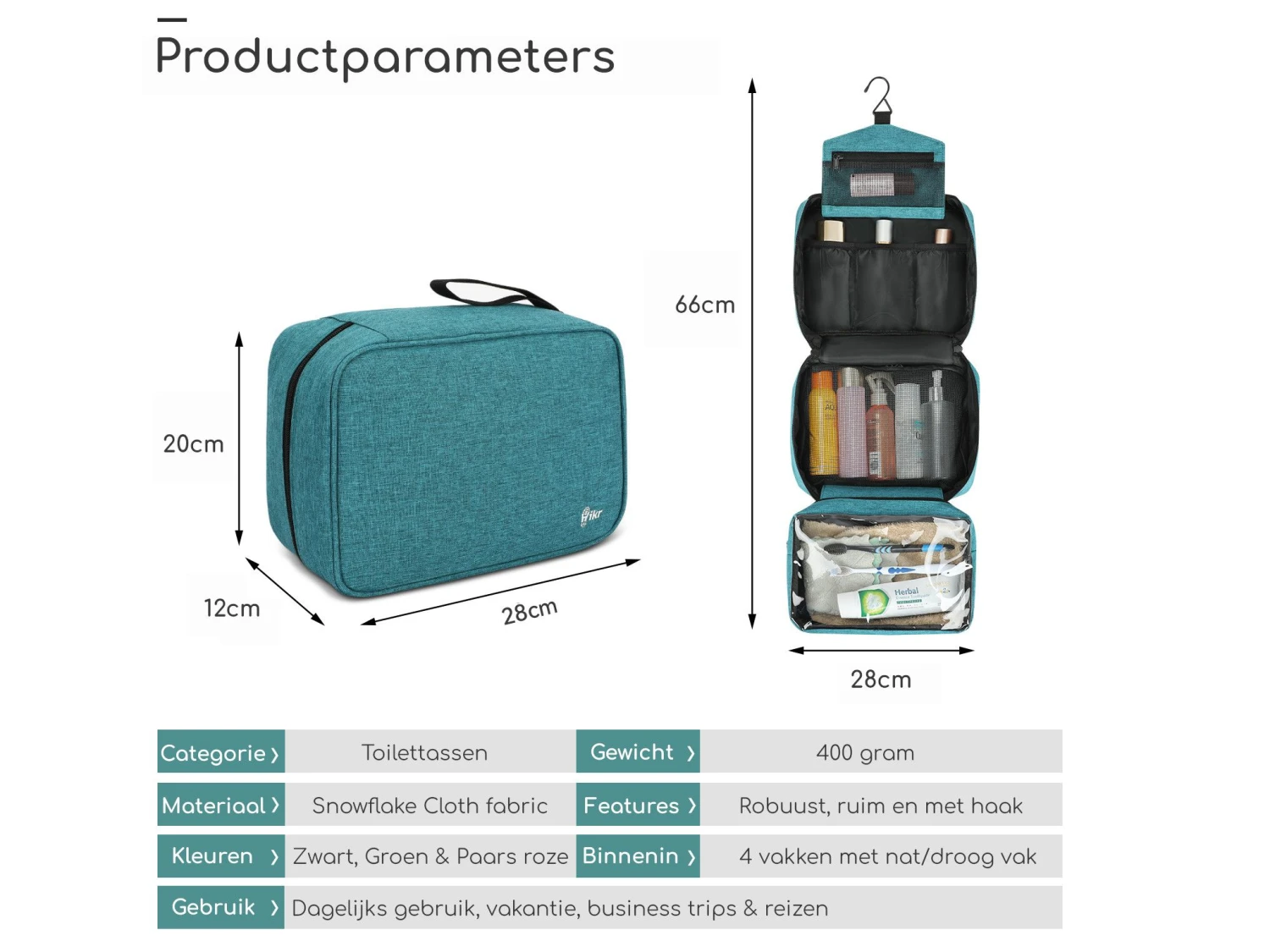 Hikr Toilettas Met Haak - Blue 8 Hikr Toilettas Met Haak - Blue - Afbeelding 6