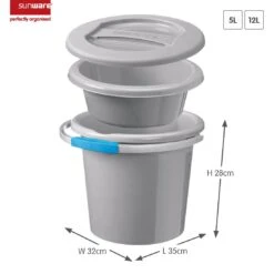 Sunware Water-line 12 Liter Grijze Emmerset -Buiten Kamperen 66263c4579f823.44425009