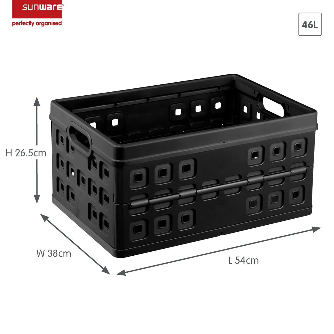 Sunware Square 46 Liter Vouwkrat - Black 4 Sunware Square 46 Liter Vouwkrat - Black - Afbeelding 2