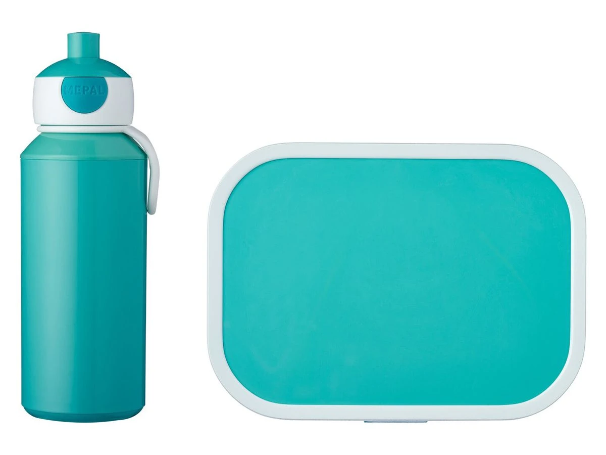 Mepal Campus Pop-Up Drinkfles Met Lunchbox - Turquoise 3 Mepal Campus Pop-Up Drinkfles Met Lunchbox - Turquoise