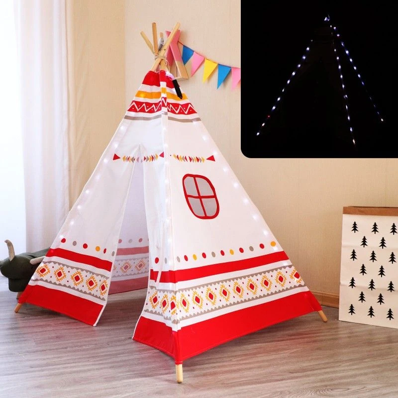 Merkloos Sunny 60 LED Tipi Tent - Red/white 8 Merkloos Sunny 60 LED Tipi Tent - Red/white - Afbeelding 6