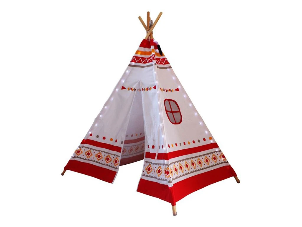 Merkloos Sunny 60 LED Tipi Tent - Red/white 3 Merkloos Sunny 60 LED Tipi Tent - Red/white
