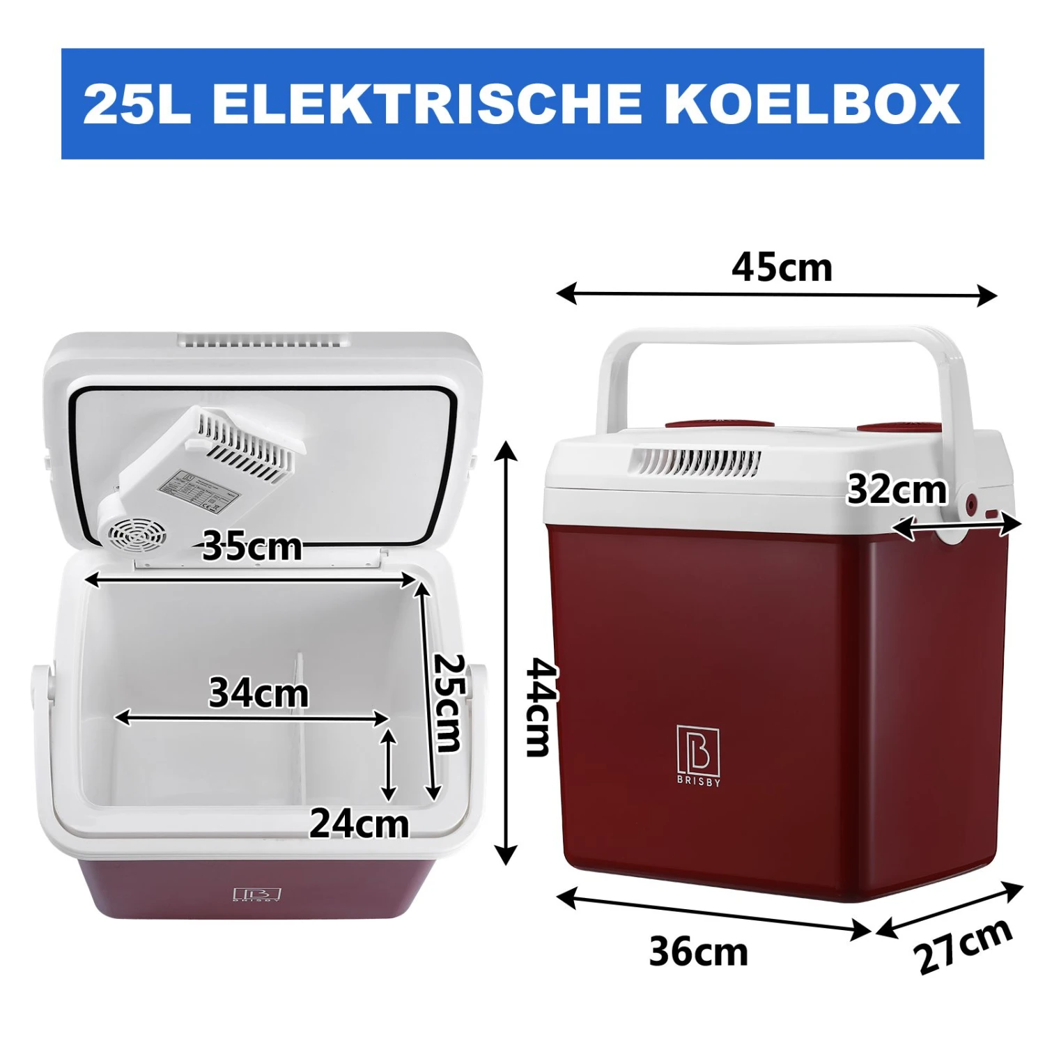 Brisby 25 Liter AC/DC Elektrische Koelbox - Red 7 Brisby 25 Liter AC/DC Elektrische Koelbox - Red - Afbeelding 5