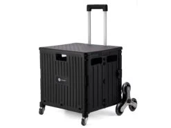 Merkloos Packaway 50 Liter Boodschappentrolley Met Trapwielen - Black