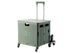 Merkloos Packaway 50 Liter Boodschappentrolley Met Trapwielen - Green