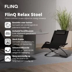 FlinQ Aura Opvouwbare Loungestoel - Antraciet -Buiten Kamperen 75c39958766c53b7