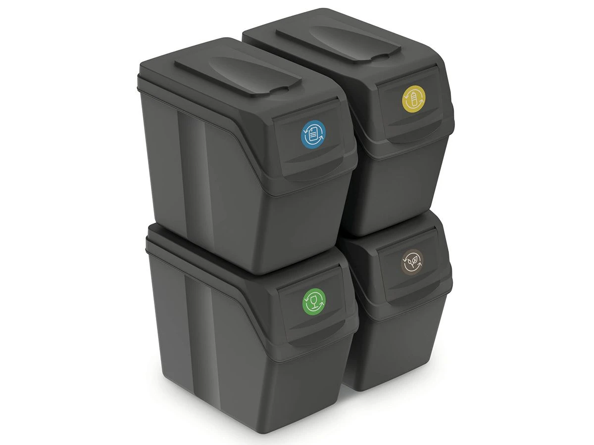 Merkloos Keden Set Van 4 Afvalscheidingsbakken - 20 Liter 3 Merkloos Keden Set Van 4 Afvalscheidingsbakken - 20 Liter