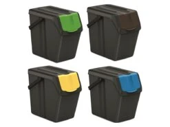 Merkloos Keden Set Van 4 Afvalscheidingsbakken - 25 Liter