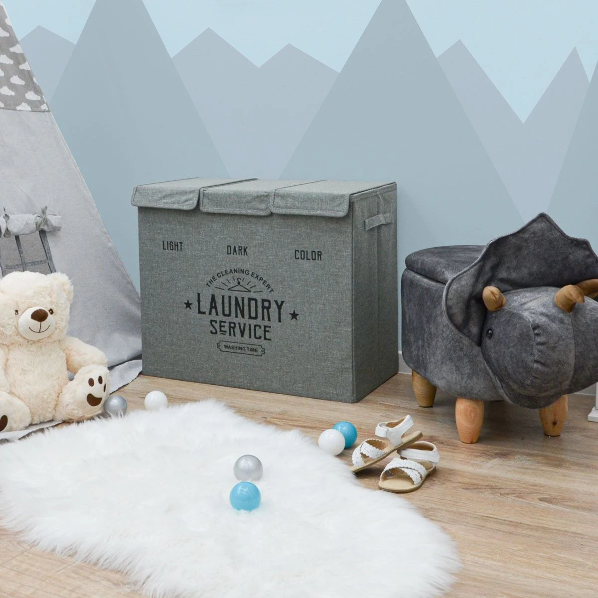 Merkloos DuneDesign 2 Vakken Wasmand - 84 Liter 6 Merkloos DuneDesign 2 Vakken Wasmand - 84 Liter - Afbeelding 4