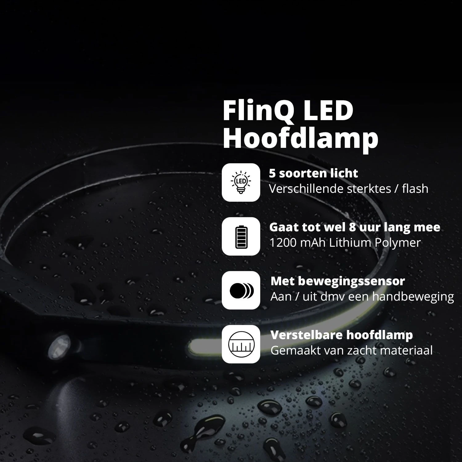 FlinQ Oplaadbare LED Hoofdlamp 6 FlinQ Oplaadbare LED Hoofdlamp - Afbeelding 4