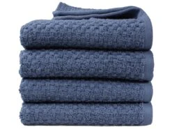 DoubleDry Popcorn 50 X 100 Cm Set Van 4 Handdoeken - Blauw