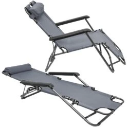 AMANKA 155 X 60 Verstelbare Relaxstoel - Grey -Buiten Kamperen be449ada3a504a62