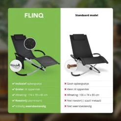 FlinQ Aura Opvouwbare Loungestoel - Antraciet -Buiten Kamperen ce05f3eaf3c2d09e