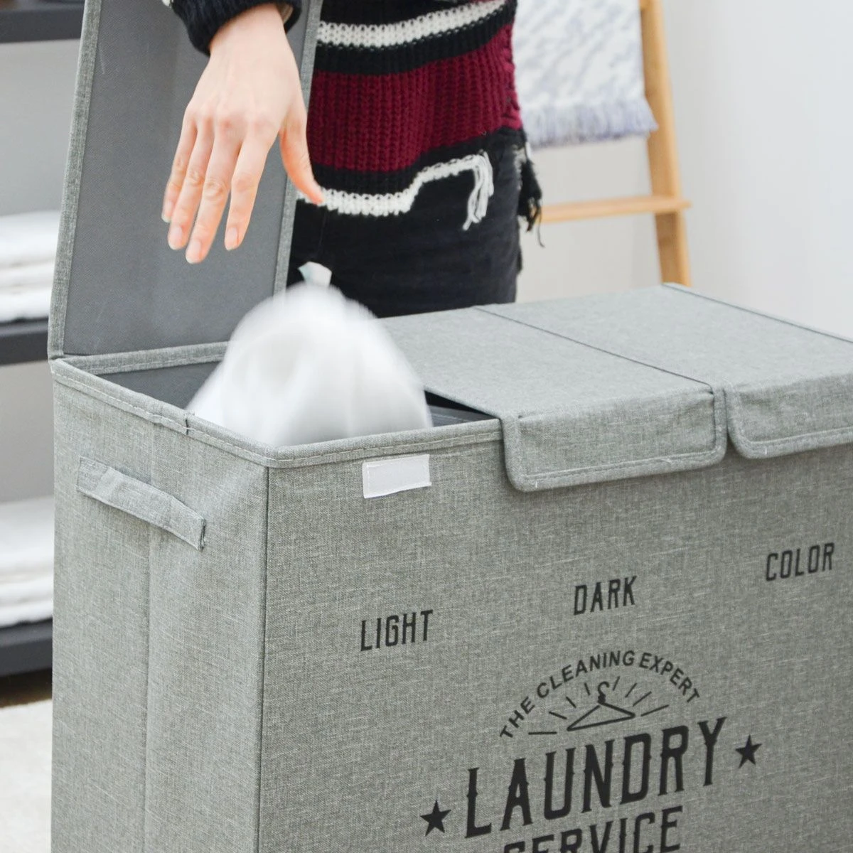 Merkloos DuneDesign 2 Vakken Wasmand - 84 Liter 7 Merkloos DuneDesign 2 Vakken Wasmand - 84 Liter - Afbeelding 5