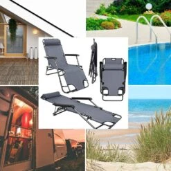 AMANKA 155 X 60 Verstelbare Relaxstoel - Grey -Buiten Kamperen e2481cbdc467e028