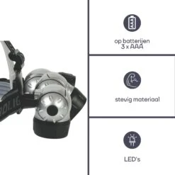 Merkloos Perel 7-leds Hoofdlamp - Grey -Buiten Kamperen e6bb1f61bc6d66bd