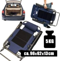 AMANKA 180 X 60 Verstelbare Relaxstoel - Dark Blue -Buiten Kamperen f55eeb061b48bd3e