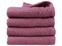 DoubleDry Popcorn 50 X 100 Cm Set Van 4 Handdoeken - Roze