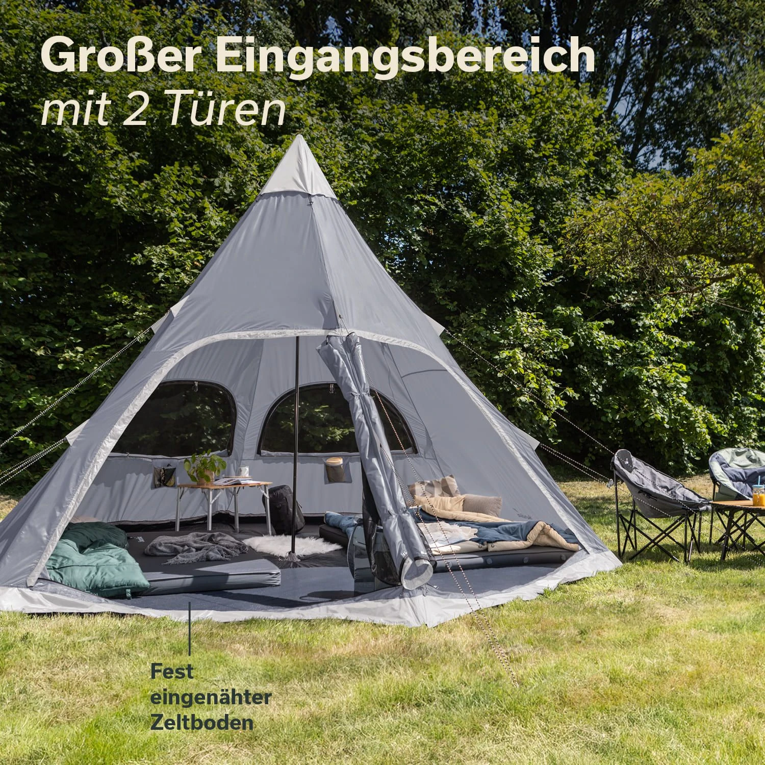 Skandika Hetta 460 Protect Tent - Grey 4 Skandika Hetta 460 Protect Tent - Grey - Afbeelding 2