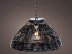 Lumineo Black Rieten Solar Hanglamp -Buiten Kamperen kaemingk rieten solar hanging light4 ecommerce