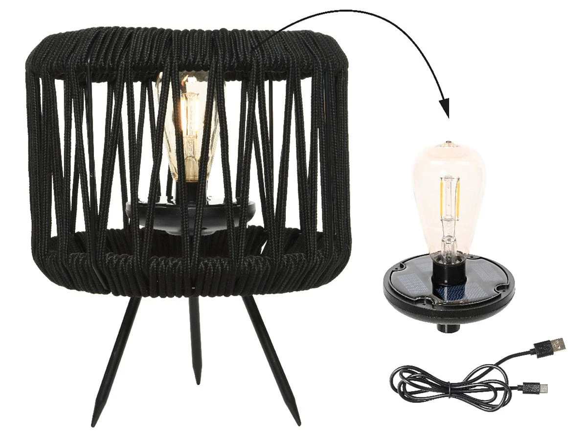 Lumineo Black Touw Solar Tafellamp 4 Lumineo Black Touw Solar Tafellamp - Afbeelding 2