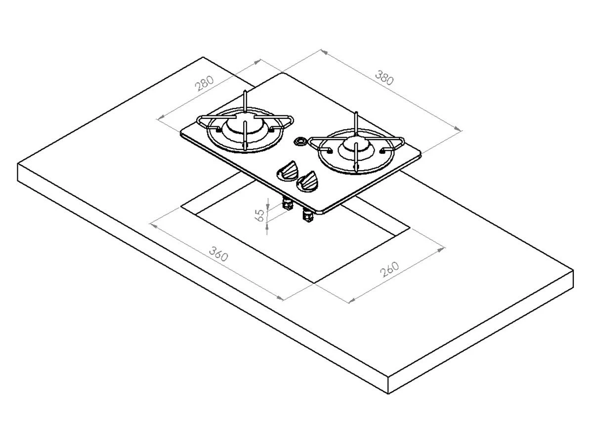 Navy Load 2 Pits 38 X 28 Glazen Gaskookplaat 4 Navy Load 2 Pits 38 X 28 Glazen Gaskookplaat - Afbeelding 2